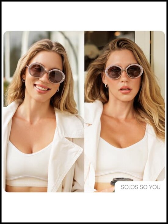 Oversized Round Polarized Sunglasses Acetate Frame Retro Vintage main image 6